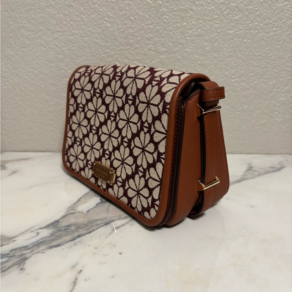 Kate Spade ♠️ Floral Crossbody Bag - Burgundy and Cream NWT - Picture 3 of 13